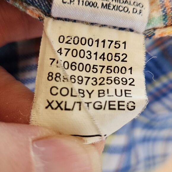 Chaps men's XXL blue plaid 100% cotton button-down collar casual shirt - Picture 7 of 7